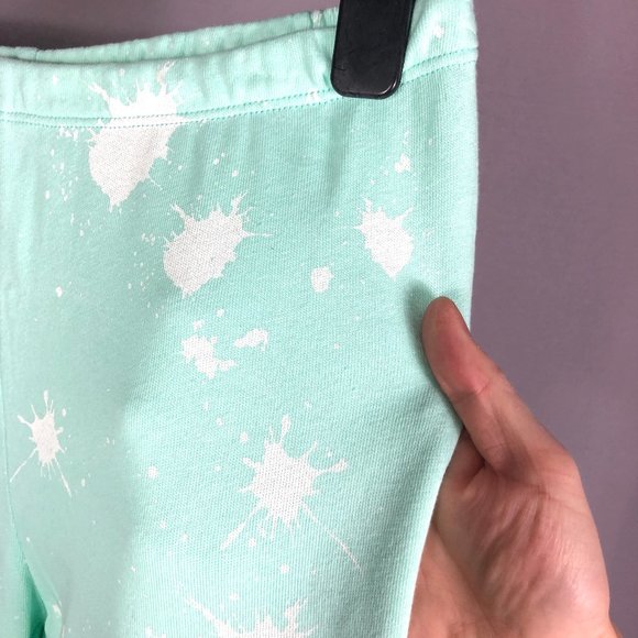 Wildfox Womens Paint Splatter Knox Pants Cotton Terry Aqua Diver Size La… - Picture 4 of 8
